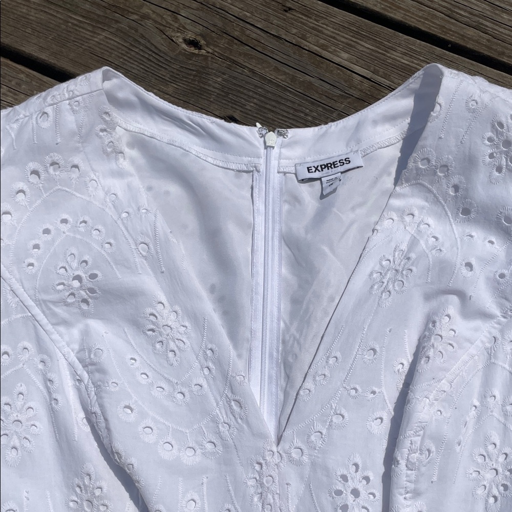 Express White Eyelet Romper - Picture 6 of 16